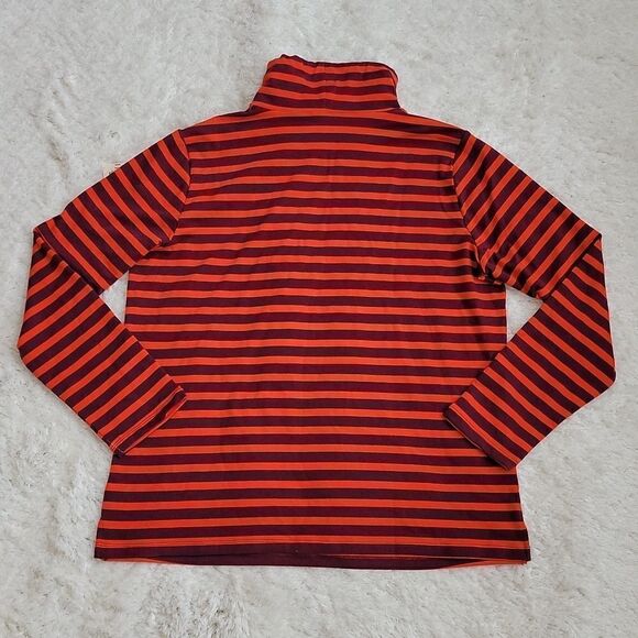 ST. JOHN'S BAY ORANGE/PLUM STRIPED COWL NECK TOP, SIZE LARGE, NEW WITH TAGS - Picture 8 of 8